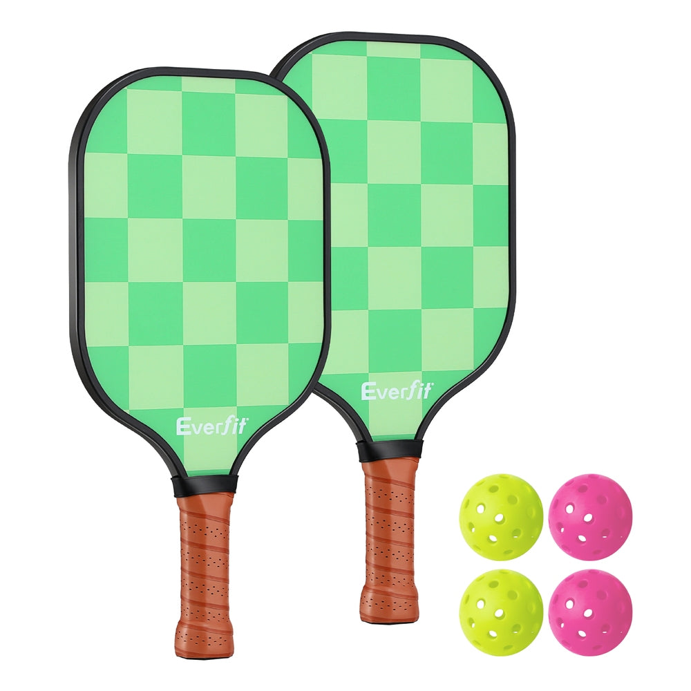 Everfit Pickleball Paddle Set Fiberglass with Balls Bag Tournament Kit 2PCS Pickle Balls Rackets