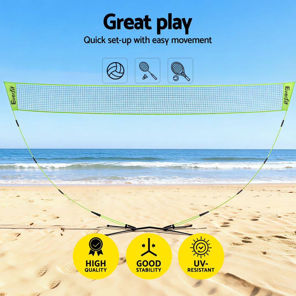 Everfit 3M Badminton Tennis Net Portable Volleyball Kit Yellow