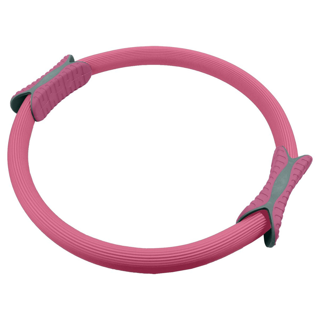 Powertrain 40cm Pilates Ring Magic Fitness Circle Dual Grip Handles for Yoga Core Thigh Workout Resistance - Pink