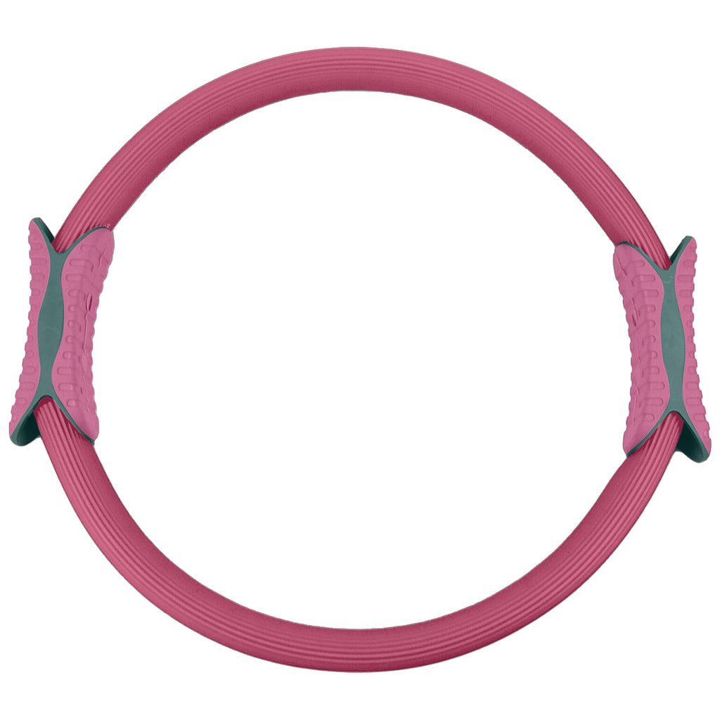 Powertrain 40cm Pilates Ring Magic Fitness Circle Dual Grip Handles for Yoga Core Thigh Workout Resistance - Pink