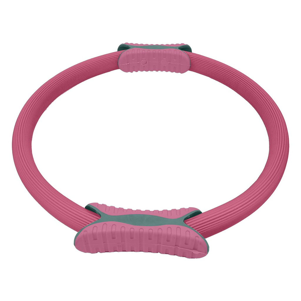 Powertrain 40cm Pilates Ring Magic Fitness Circle Dual Grip Handles for Yoga Core Thigh Workout Resistance - Pink