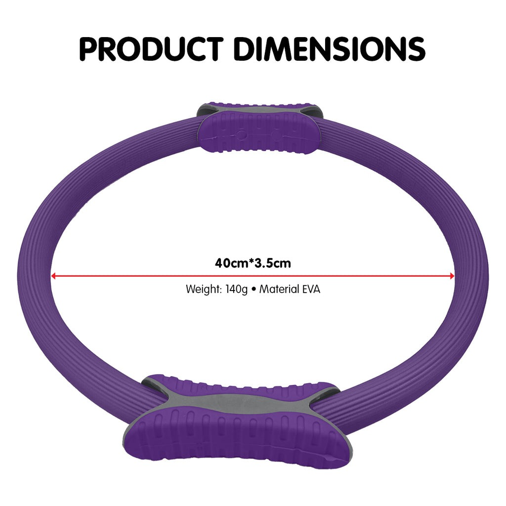 Powertrain 40cm Pilates Ring Magic Fitness Circle Dual Grip Handles for Yoga Core Thigh Workout Resistance - Purple