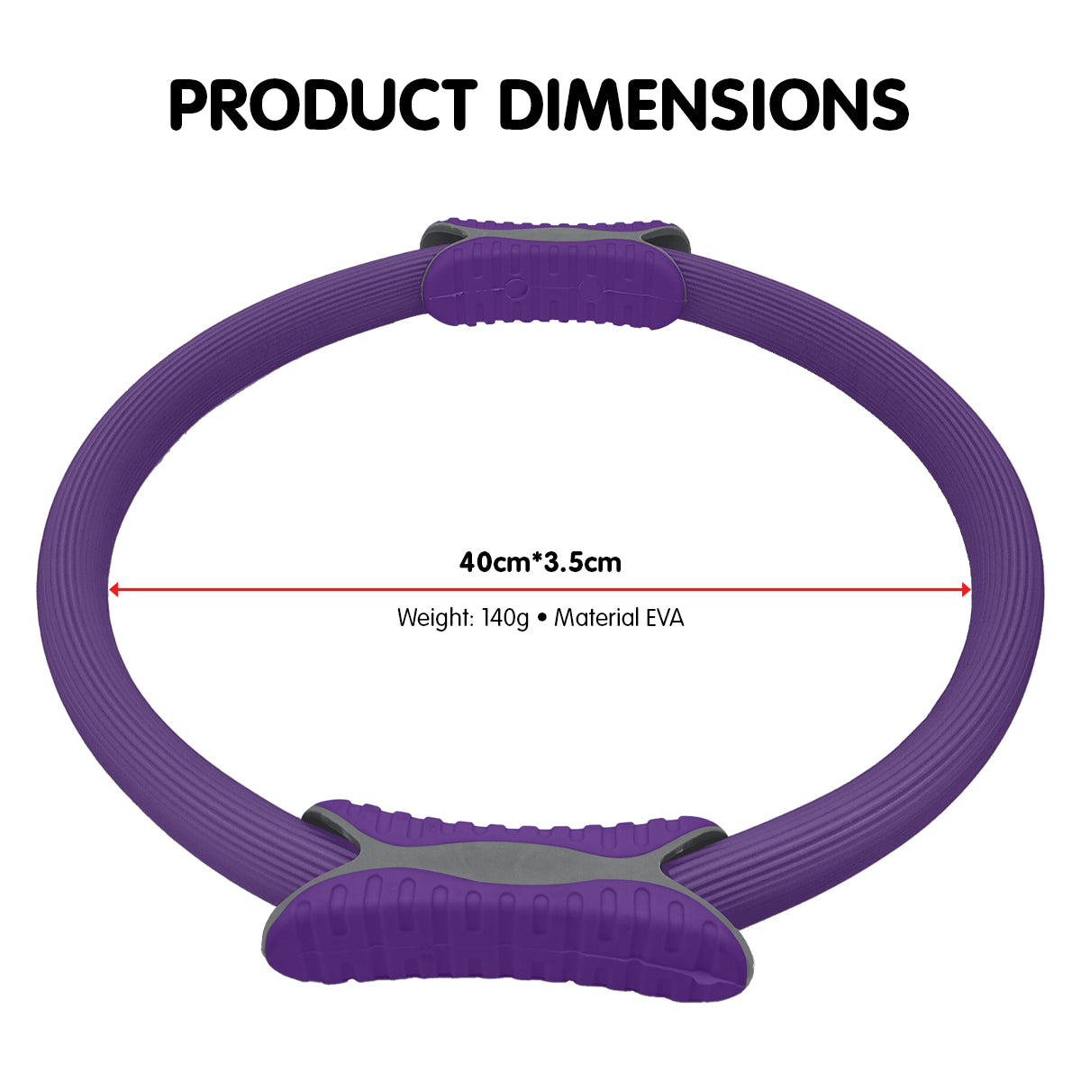 Powertrain 40cm Pilates Ring Magic Fitness Circle Dual Grip Handles for Yoga Core Thigh Workout Resistance - Purple