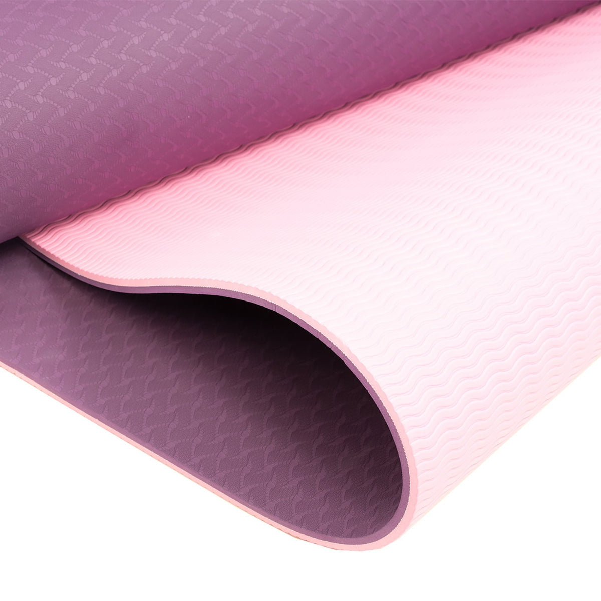 Powertrain 8mm Thick TPE Yoga Mat Non-Slip Home Gym Fitness Exercise Pilates Workout Mat with Carry Strap - Dark Purple
