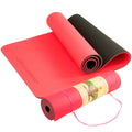 Powertrain 8mm Thick TPE Yoga Mat Non-Slip Home Gym Fitness Exercise Pilates Workout Mat with Carry Strap - Red