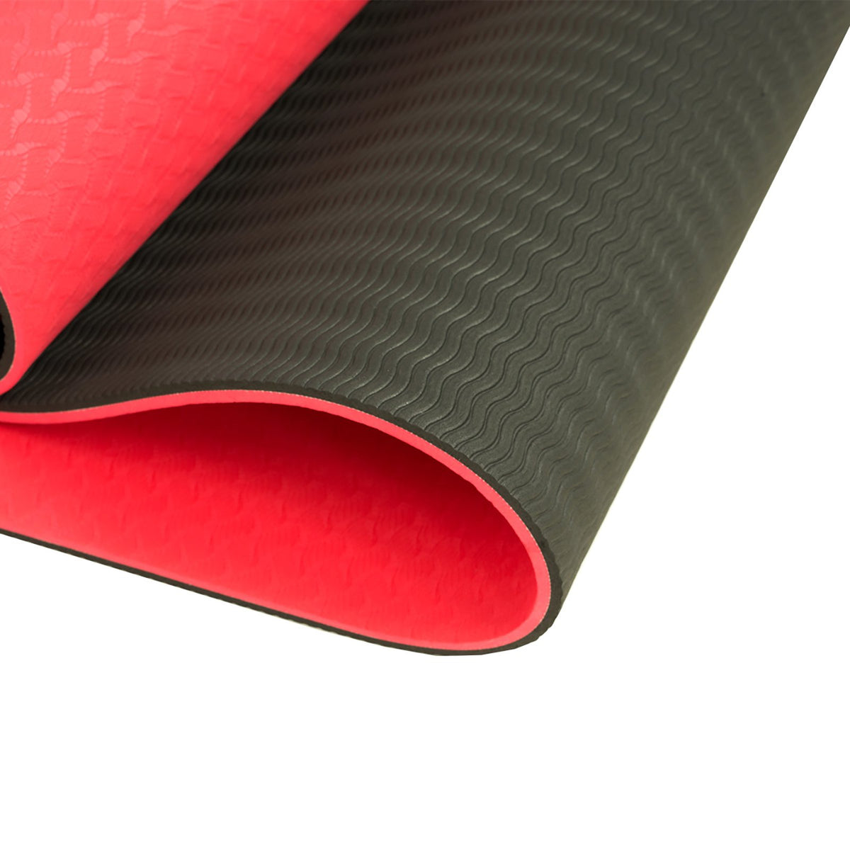 Powertrain 8mm Thick TPE Yoga Mat Non-Slip Home Gym Fitness Exercise Pilates Workout Mat with Carry Strap - Red